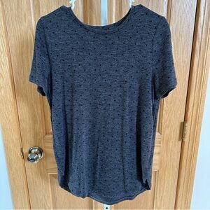 Ann Taylor Short Sleeve Charcoal Grey Black Polka Dot Tunic T Shirt Small
